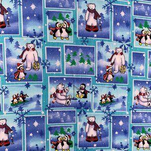 Springs Industries Fabric Winter Spirit #6988 Penguins Polar Bears 1 7/8 Yards